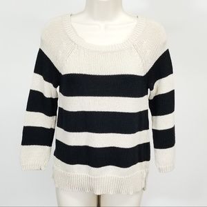 Loft 3/4 Sleeve Striped Pullover Sweater Size XS